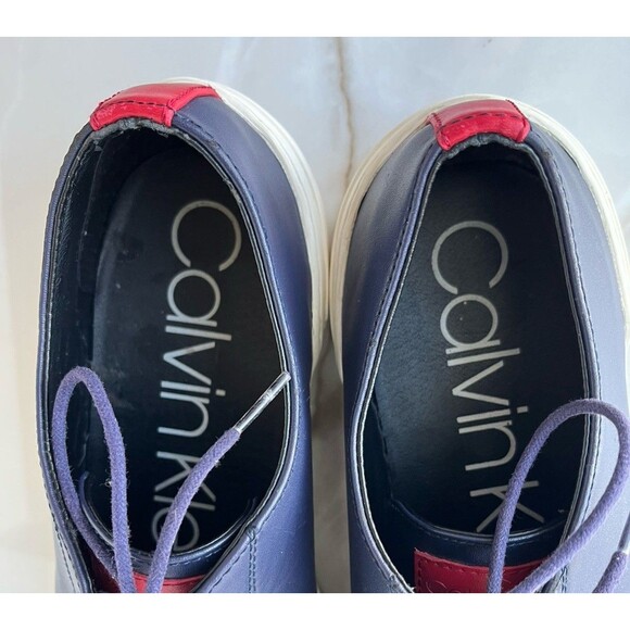 CALVIN KLEIN CK Octavian Leather  Navy Low Top Street Sneakers Lace Up Shoes 11 - Picture 8 of 9